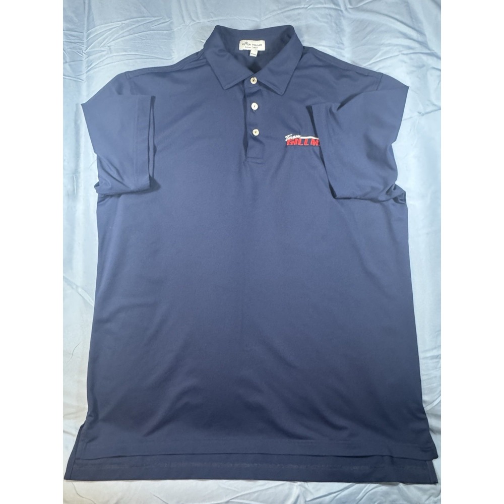 Peter Millar Summer Comfort Men's Navy Blue Short Sleeve Polo Shirt Size Large